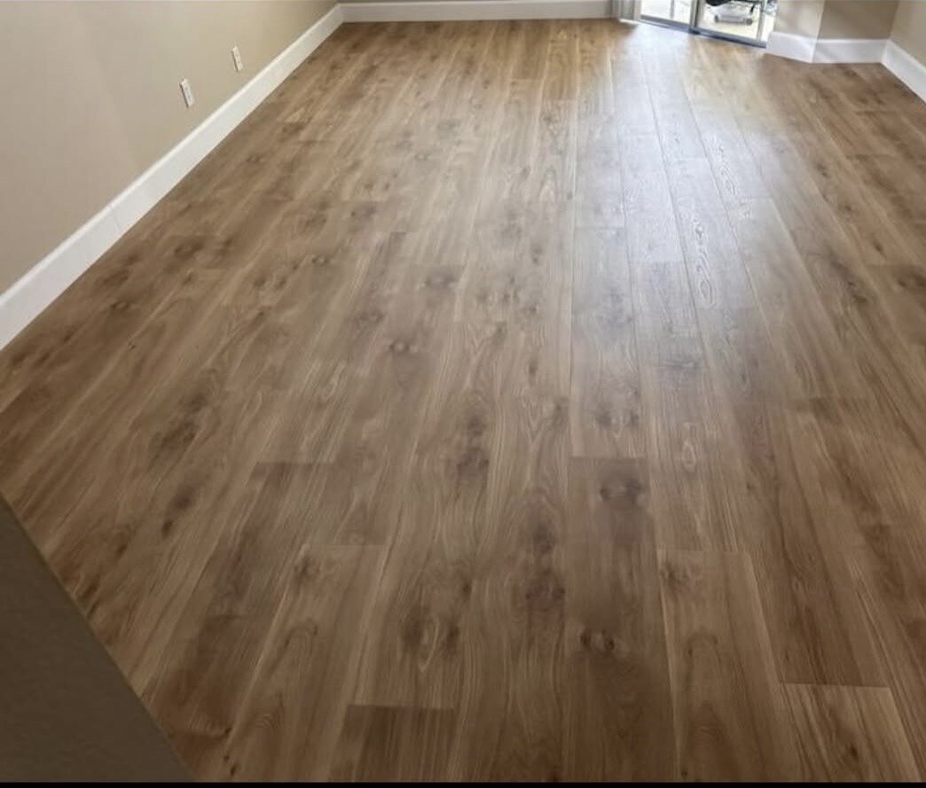 Completed warm wood-look flooring